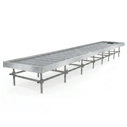 Stationary Ebb & Flow Greenhouse Bench for Indoor Farming - 4'W x 28'L (336 in W x 0 in D x 48 in H)