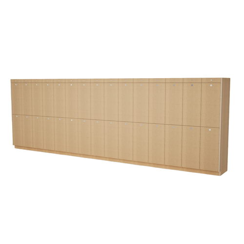30 Opening Smart Luggage Storage Lockers with Oversize Doors - open position (242 in W x 80 in D x 24 in H)
