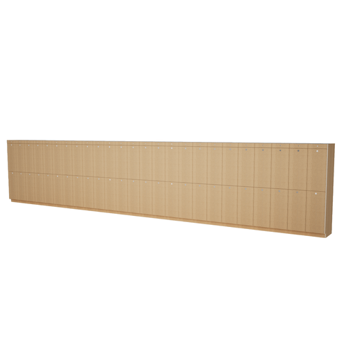 50 Opening Smart Luggage Storage Lockers with Oversize Doors - open position (402 in W x 80 in D x 24 in H)