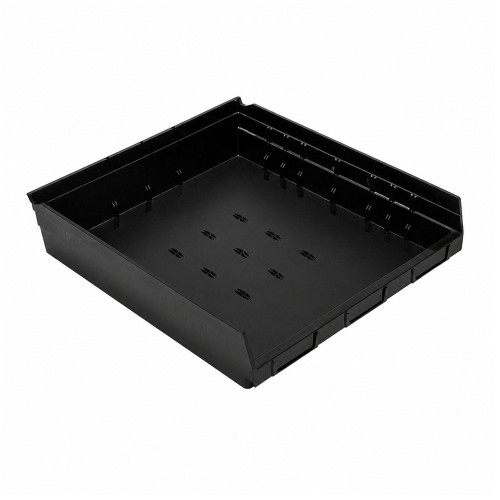 Black Economy Shelf Bin - 16'' x 18'' x 4'' - Case of 6 (17.875 in W x 4 in D x 16.5 in H)