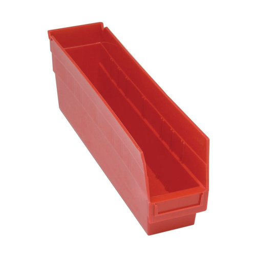 Red Economy Shelf Bin - 18'' x 4'' x 6'' - Case of 20 (17.875 in W x 6 in D x 4.125 in H)