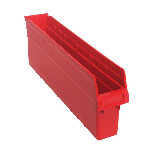 Red Economy Shelf Bin - 24'' x 4'' x 8'' - Case of 16 (23.625 in W x 8 in D x 4.375 in H)
