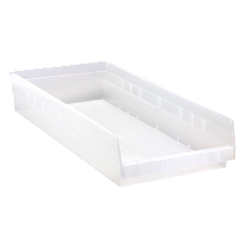 Clear Economy Shelf Bin - 24'' x 11'' x 4'' - Case of 6 (23.625 in W x 4 in D x 11.125 in H)