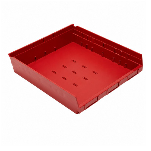 Red Economy Shelf Bin - 16'' x 18'' x 4'' - Case of 6 (17.875 in W x 4 in D x 16.5 in H)