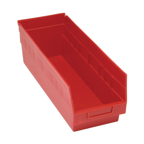 Red Economy Shelf Bin - 18'' x 7'' x 6'' - Case of 20 (17.875 in W x 6 in D x 6.625 in H)