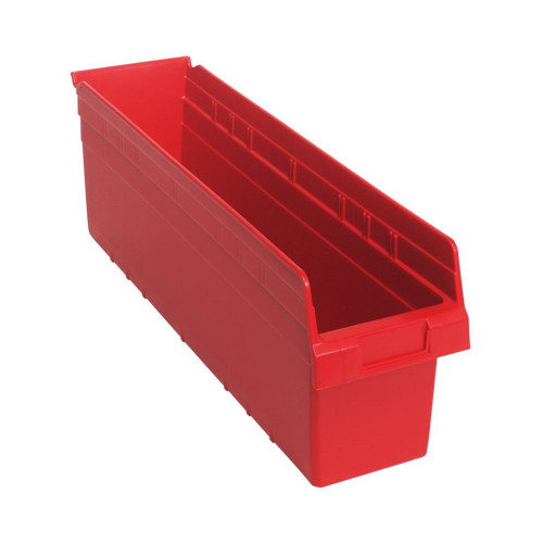 Red Economy Shelf Bin - 24'' x 7'' x 8'' - Case of 8 (23.625 in W x 8 in D x 6.625 in H)
