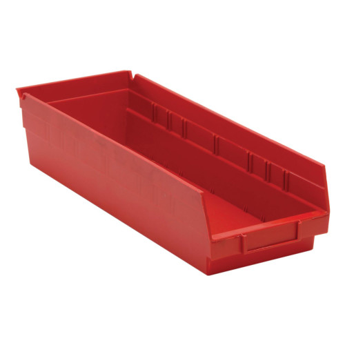 Red Economy Shelf Bin - 18'' x 7'' x 4'' - Case of 20 (17.875 in W x 4 in D x 6.625 in H)