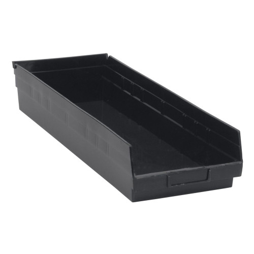 Black Economy Shelf Bin - 24'' x 4'' x 4'' - Case of 20 (23.625 in W x 4 in D x 8.375 in H)