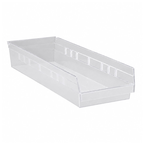 Clear Economy Shelf Bin - 24'' x 4'' x 4'' - Case of 20 (23.625 in W x 4 in D x 8.375 in H)