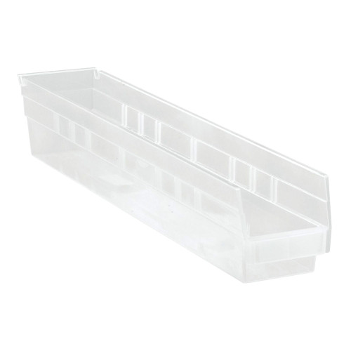 Clear Economy Shelf Bin - 18'' x 8'' x 4'' - Case of 10 (23.625 in W x 4 in D x 4.125 in H)
