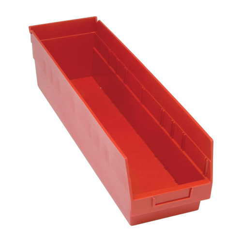 Red Economy Shelf Bin - 24'' x 7'' x 6'' - Case of 8 (23.625 in W x 6 in D x 6.625 in H)