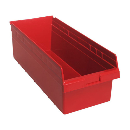 Red Economy Shelf Bin - 24'' x 11'' x 8'' - Case of 6 (23.625 in W x 8 in D x 11.125 in H)
