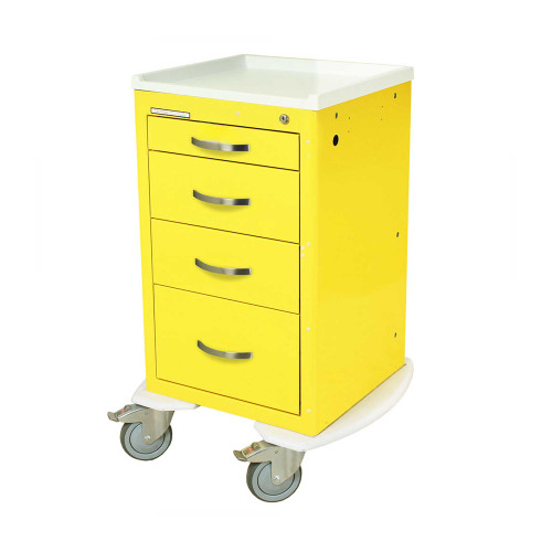 4-Drawer Aluminum Isolation Cart, 24.75" W x 22" D x 37.25" H, Key Lock