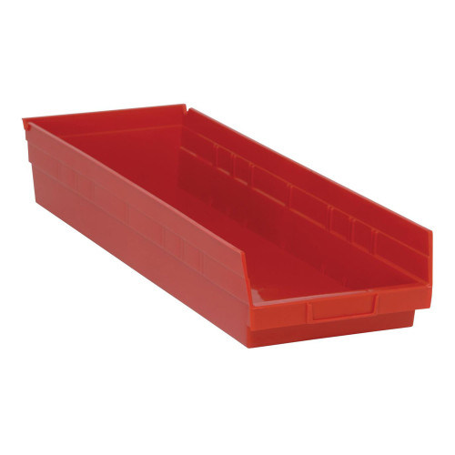 Red Economy Shelf Bin - 24'' x 4'' x 4'' - Case of 20 (23.625 in W x 4 in D x 8.375 in H)