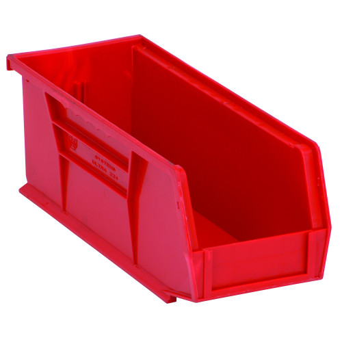 Red Ultra Stack and Hang Bins 10.88'' W x 4.13'' D x 4'' H - Case of 12 (10.88 in W x 4 in D x 4.13 in H)
