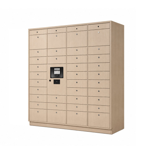 Library Patron Smart Locker System with 36 Openings - open position (66 in W x 80 in D x 24 in H)