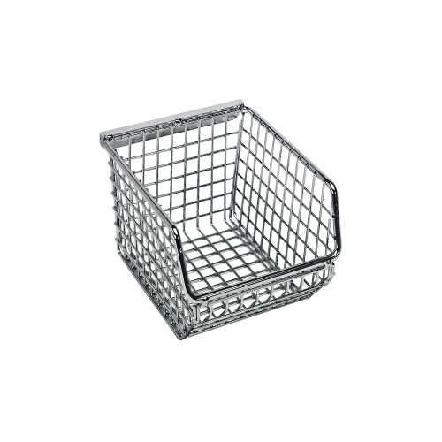 Chrome Ultra Mesh Stack and Hang Bin 5.25'' D x 4.25'' W x 3'' H Case of 20 (5.25 in W x 3 in D x 4.25 in H)