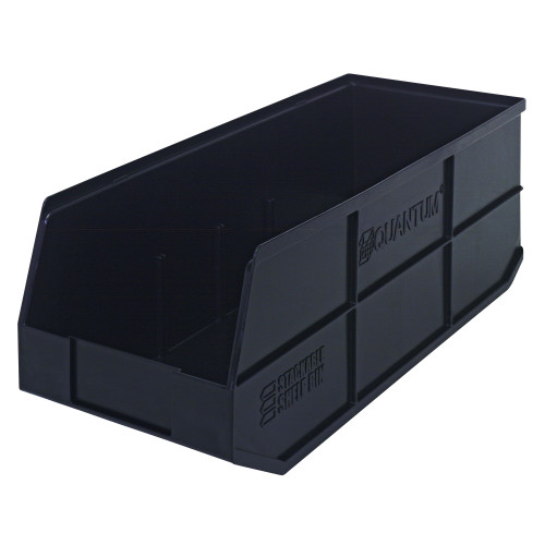 Black Stackable Shelf Bin 20.5'' L x 8.25'' W x 7'' H Case of 6 (20.5 in W x 7 in D x 8.25 in H)