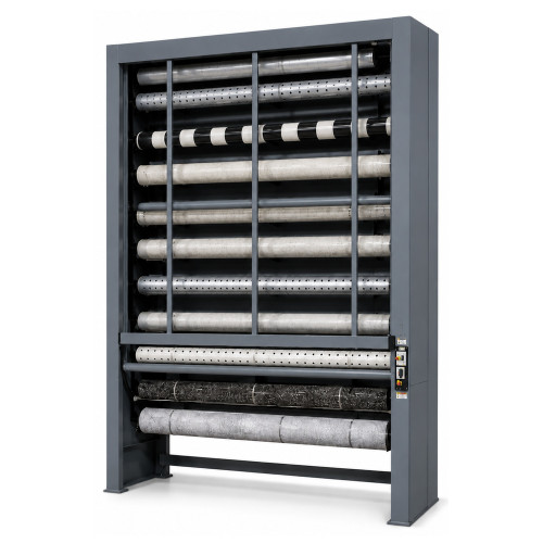 Vertical Roll Storage Carousel - 28 inch Max Roll Diameter - 15-Roll Capacity storage rack