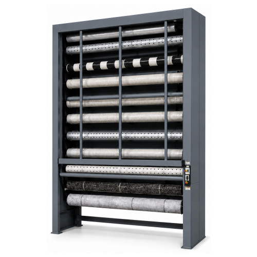 Vertical Roll Storage Carousel - 28 inch Max Roll Diameter - 16-Roll Capacity storage rack