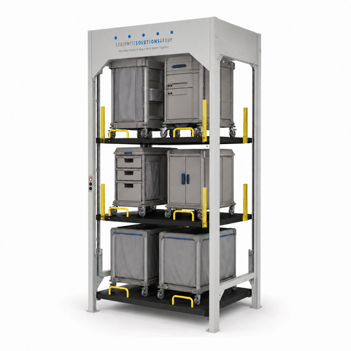 3-Level Universal Stacker for laundry, EVS, and janitorial carts