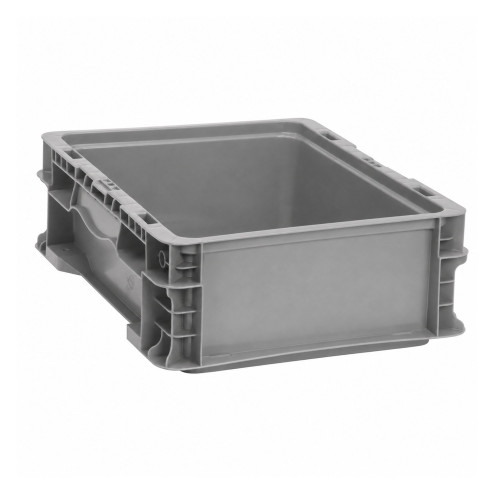 Straight Wall Stacking Container - 15'' W x 12'' D x 5'' H - Gray - 175 lb Capacity