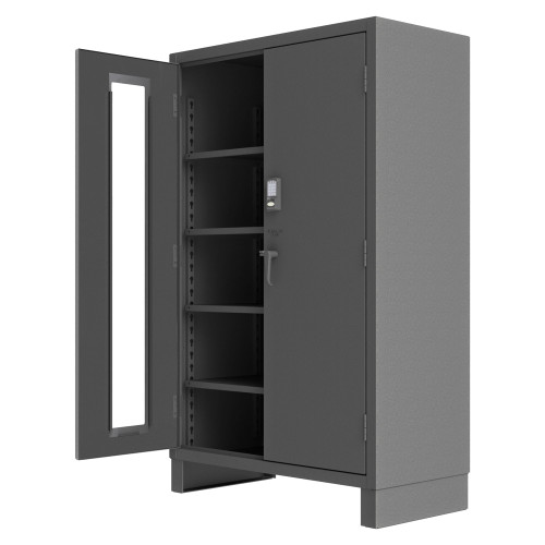 Access Control Cabinet with Electronic Lock - 4 Adjustable Shelves - Gray for small parts storage