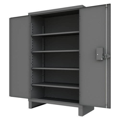 Access Control Cabinet with Electronic Lock, 4 Adjustable Shelves, Gray for small parts storage