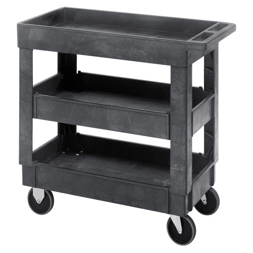 3-Shelf Polymer Utility Cart - Gray - 550 lb Capacity for storage