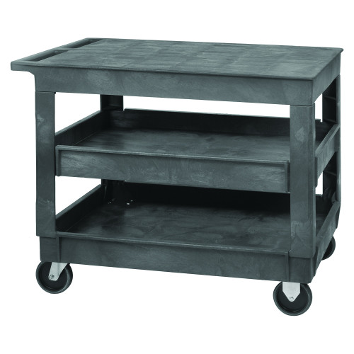 3-Shelf Polymer Utility Cart - 550 lb Capacity - Gray for storage