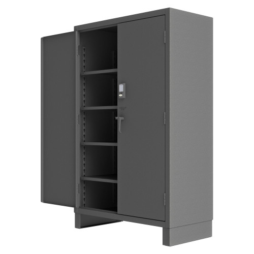 Access Control Cabinet with Electronic Lock - 4 Adjustable Shelves - Gray for small parts storage