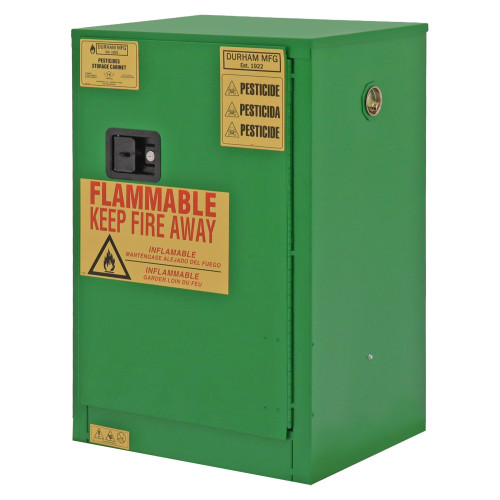 Pesticide Storage Cabinet - 12 Gallon - Green - 1 Door, Manual Close for storage