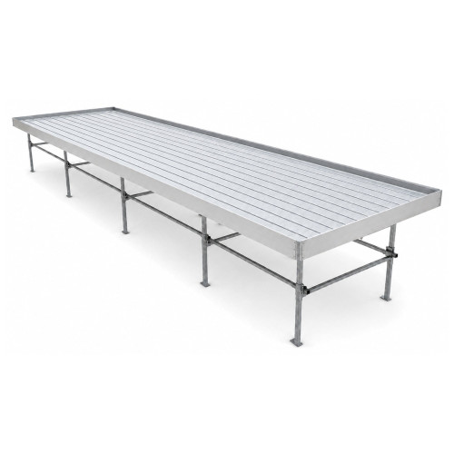 Standard Rolling Ebb & Flow Greenhouse Bench for Indoor Farming - 6'W x 32'L