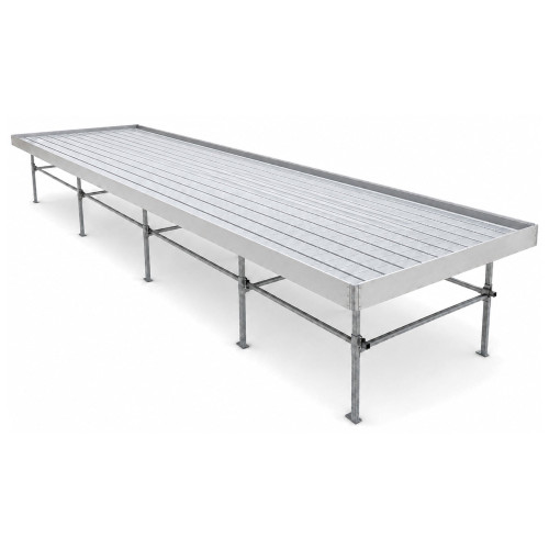 Standard Rolling Ebb & Flow Greenhouse Bench for Indoor Farming - 5'W x 80'L