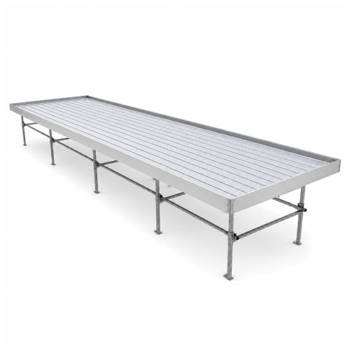 Stationary Ebb & Flow Greenhouse Bench for Indoor Farming - 112'L x 6'W