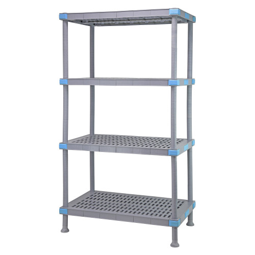 Millenia 4-Shelf Polymer Shelving Unit - Gray for storage
