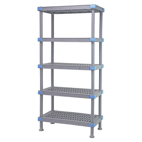 Millenia 5-Shelf Polymer Shelving Unit - Gray storage rack