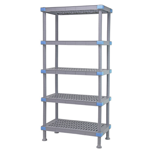 Millenia 5-Shelf Polymer Shelving Unit - Gray storage rack