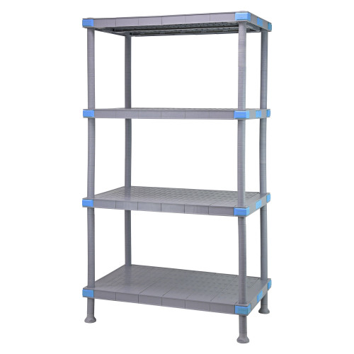 Millenia 4-Shelf Solid Polymer Shelving Unit - Gray for storage