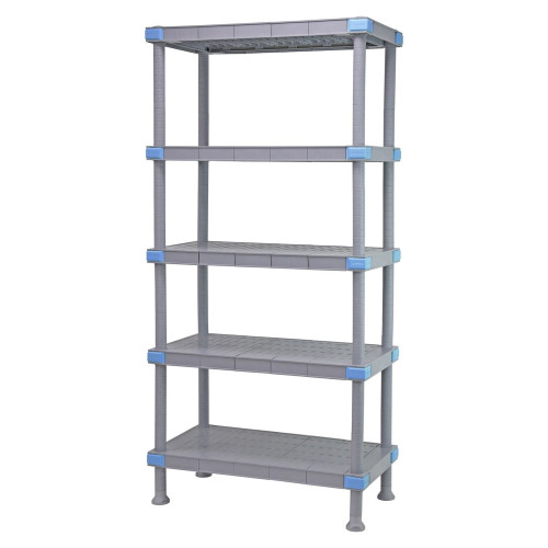 Millenia 5-Shelf Solid Polymer Shelving Unit - Gray for storage