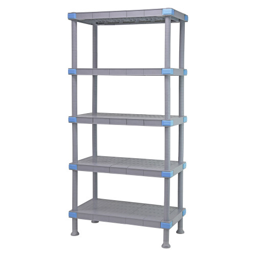 Millenia 5-Shelf Solid Polymer Shelving Unit - Gray for storage