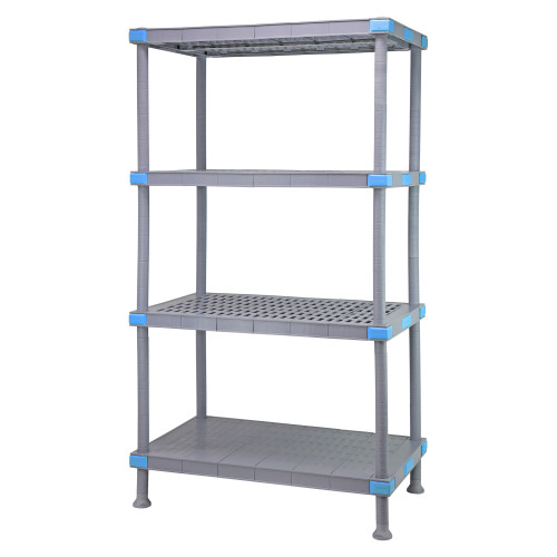 Millenia 4-Shelf Mixed Polymer Shelving Unit - Gray for storage