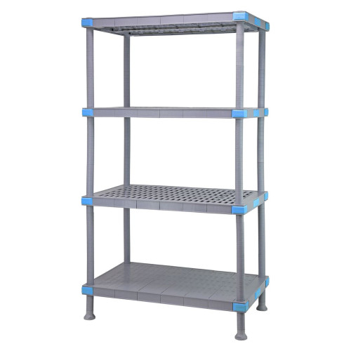 Millenia 4-Shelf Mixed Polymer Shelving Unit - Gray for storage