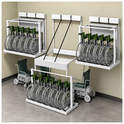 Wall-Mounted Wheelchair Tilt Storage Rack for storage