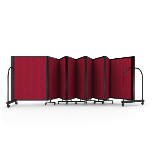 Full Motion Room Divider ' - 9 Panel Fabric, Primary Red, Black Frame