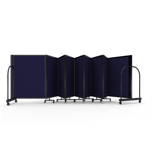 Full Motion Room Divider - 9 Panel, Fabric, Navy, Black Frame for storage