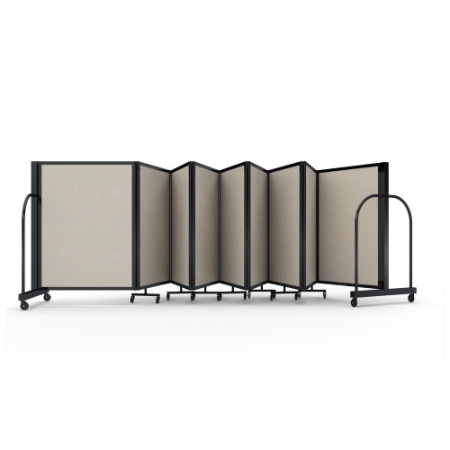 Full Motion Room Divider ' - 9 Panel, Black Frame, Sand Fabric