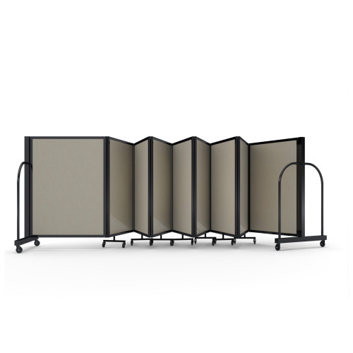 Full Motion Room Divider ' - 9 Panel, Hazelnut Vinyl, Black Frame