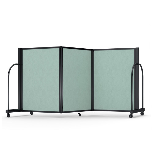 Full Motion Room Divider '103 inch Wide - 3 Panel, Black Frame, Mint Vinyl