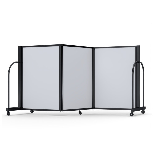 Full Motion Room Divider - 3 Panel, Black Frame, Ice Vinyl